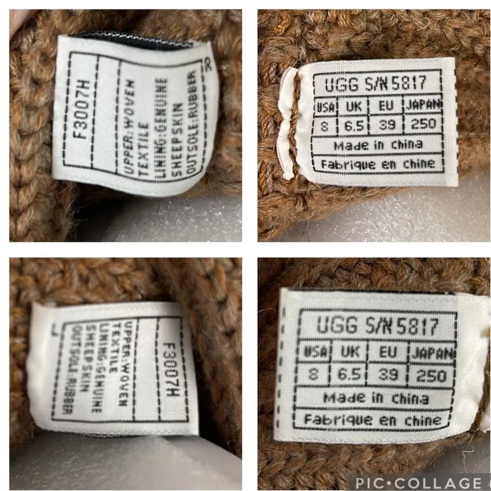 UGG 5817 Cardy Knit Boot Brown - Tan Size 8